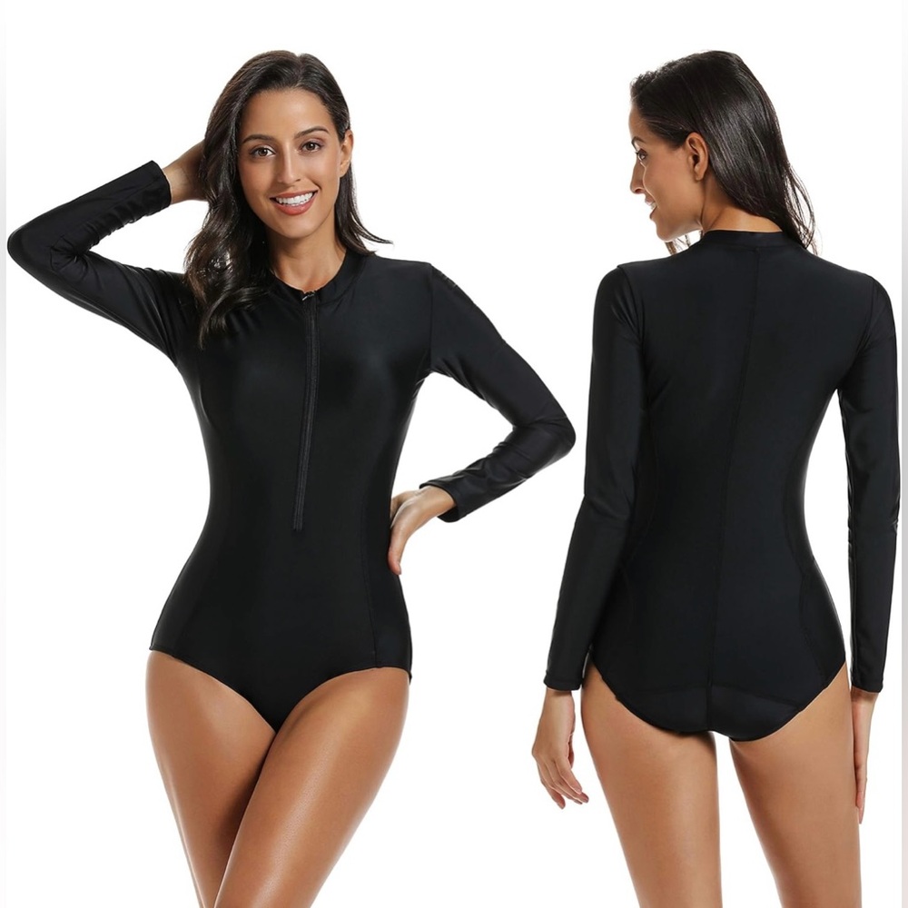 LafyKoly One Piece UV 50+ Protection Bathing Suit, Black, Size XL, NWT